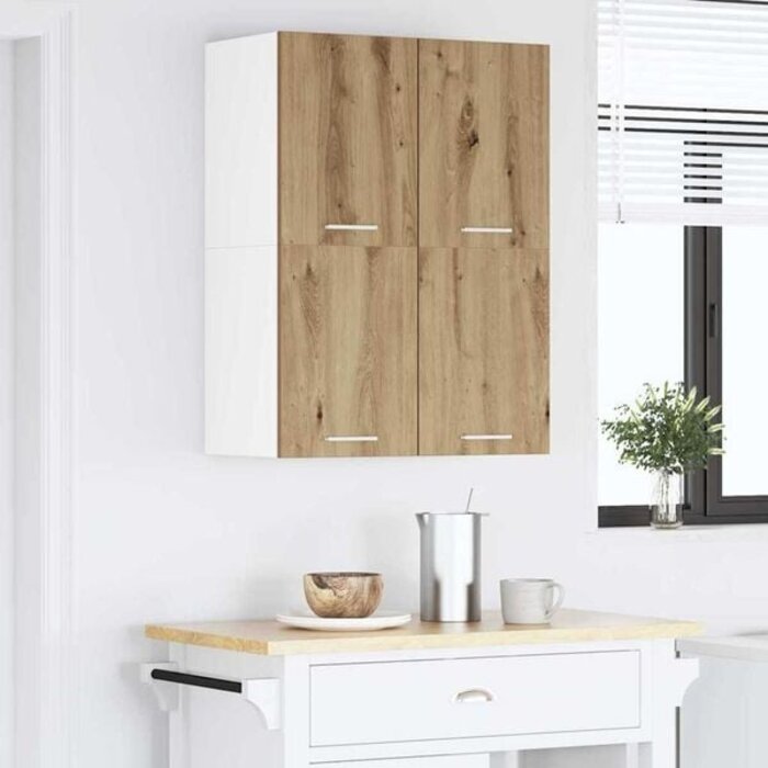 Lot de 2 armoires murales cuisine chêne et blanc - 34% de remise