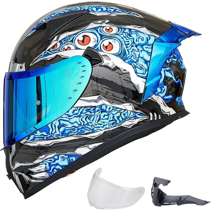 Casque Intégral Moto - Bleu Manta - XL - 35% de remise