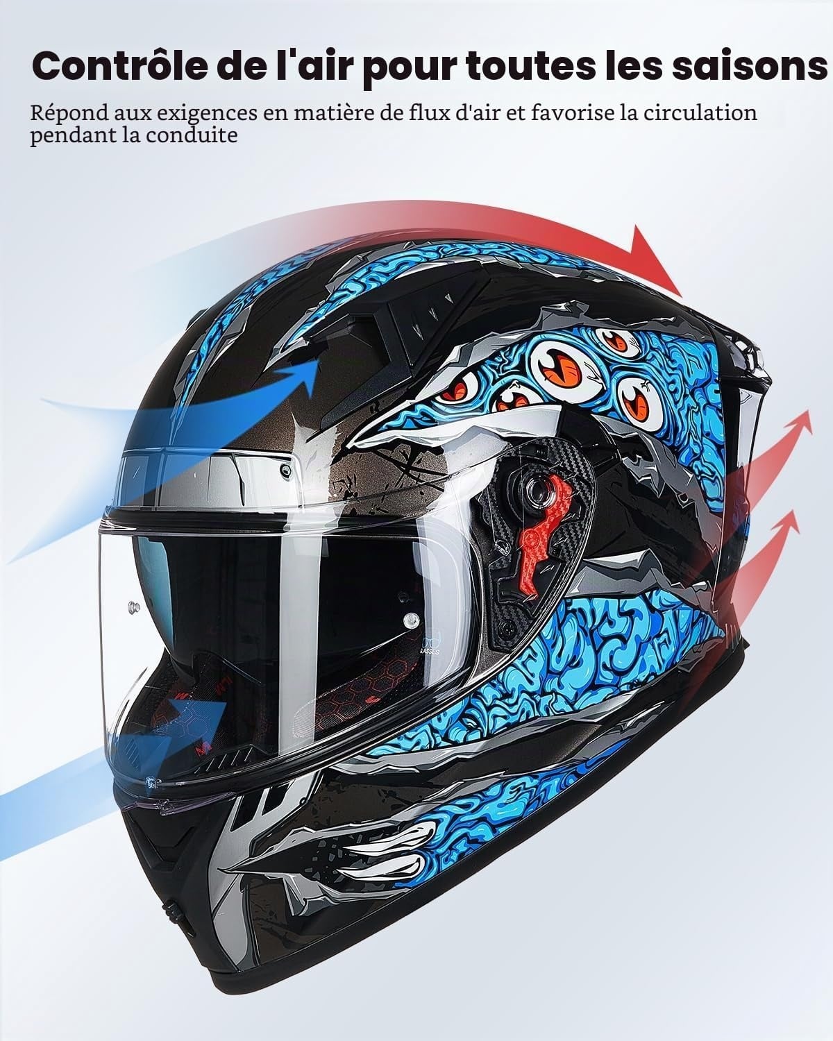 Casque Intégral Moto - Bleu Manta - XL - 35% de remise