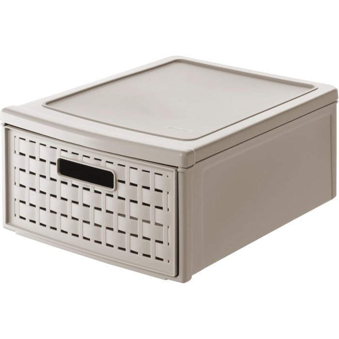 Organisateur à tiroir 19,2L aspect rotin Noir Taille M - 30% de remise