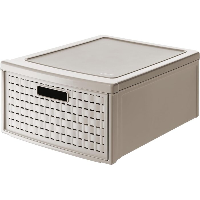 Organisateur à tiroir 19,2L aspect rotin Noir Taille M - 30% de remise