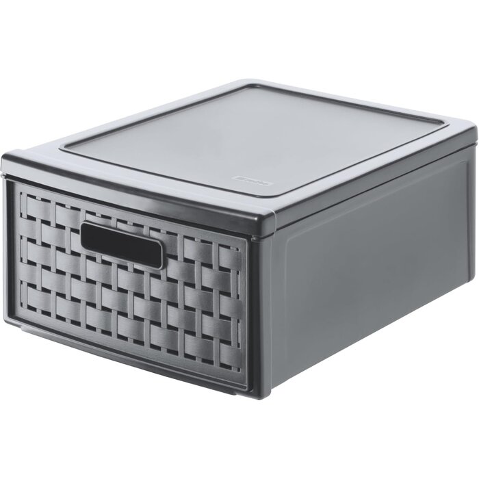 Organisateur à tiroir 19,2L aspect rotin Noir Taille M - 30% de remise