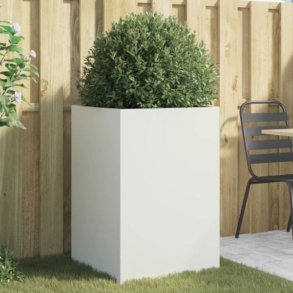 Jardinière surélevée en acier blanc 52x48x75 cm - 34% de remise