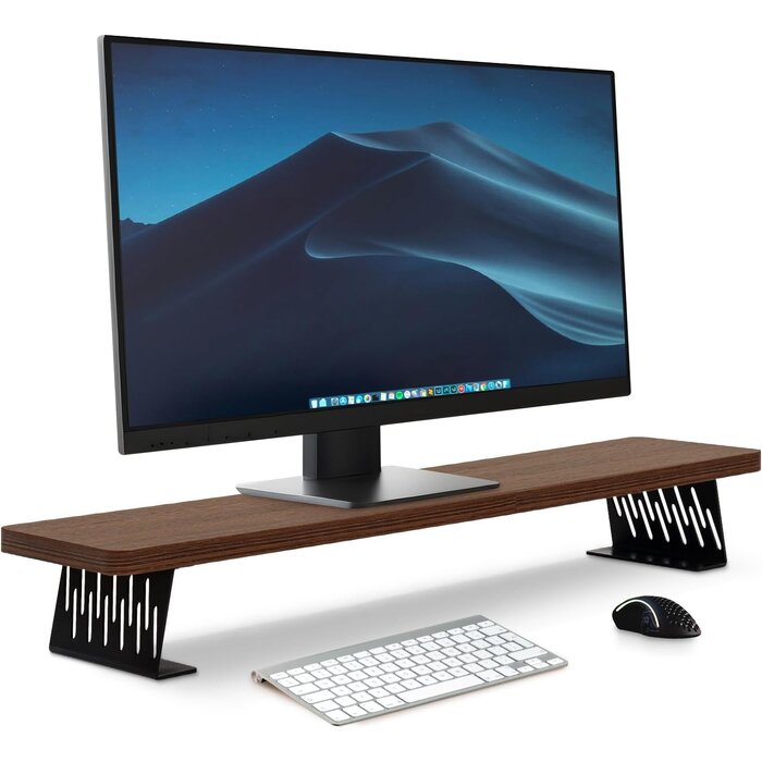 Support double moniteur ergonomique bois 80x23,5 cm - 32% de remise