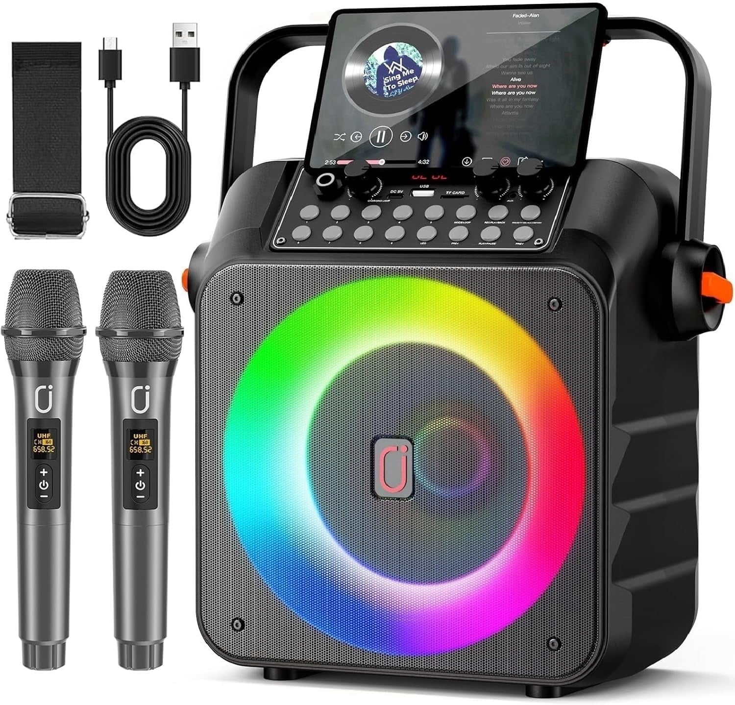 Machine de karaoké portable Bluetooth avec 2 micros - 34% de remise