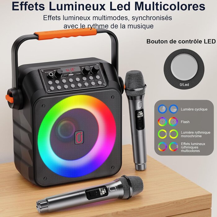 Machine de karaoké portable Bluetooth avec 2 micros - 34% de remise