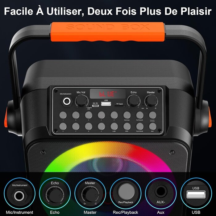 Machine de karaoké portable Bluetooth avec 2 micros - 34% de remise