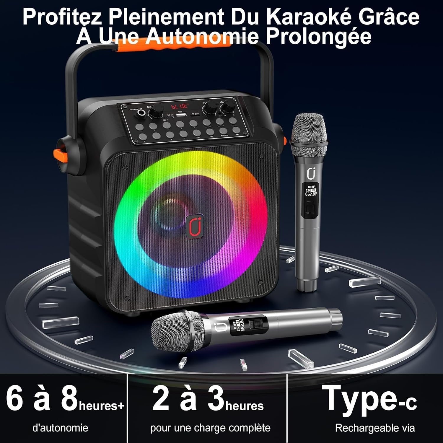 Machine de karaoké portable Bluetooth avec 2 micros - 34% de remise