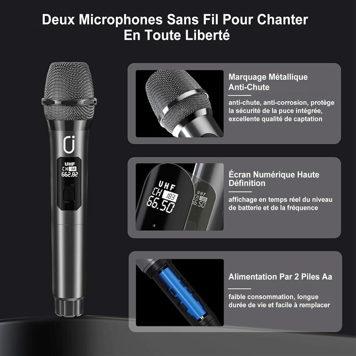 Machine de karaoké portable Bluetooth avec 2 micros - 34% de remise