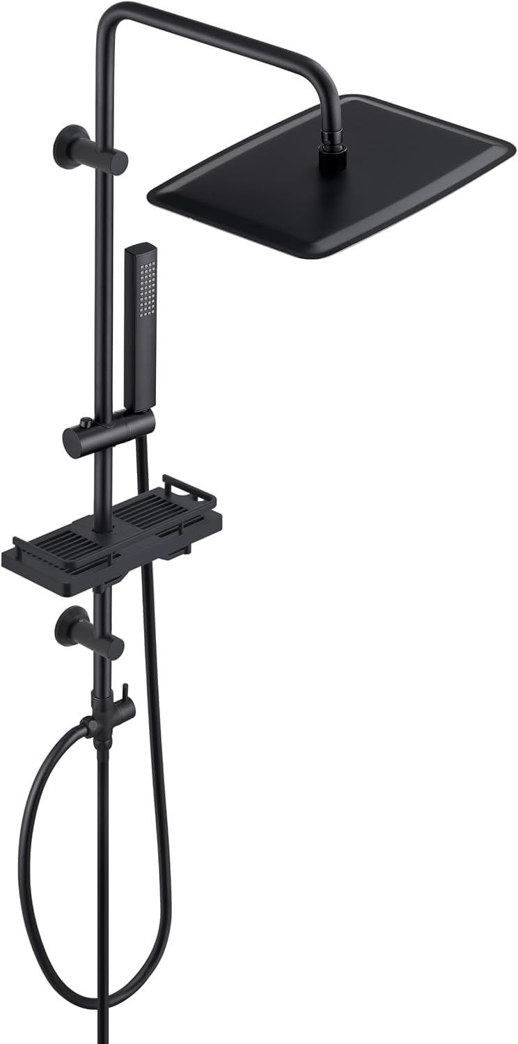 Colonne de douche noire avec tablette - 33% de remise