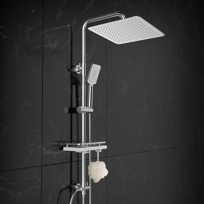 Colonne de douche noire avec tablette - 33% de remise