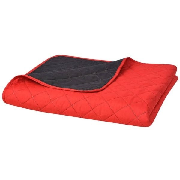 Couvre-lit matelassé bicolore 220x240 cm - Rouge et noir - 32% de remise