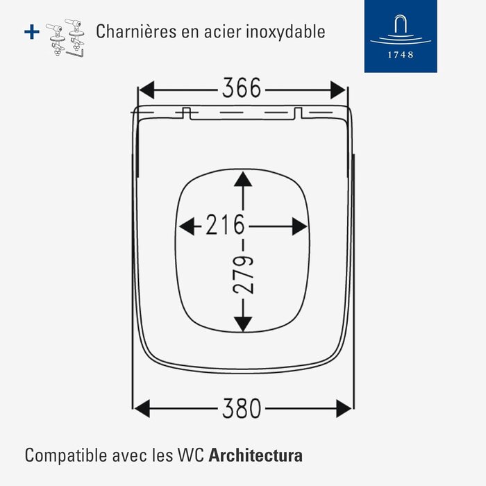 Abattant WC Rectangulaire Duroplast - Blanc - 34% de remise