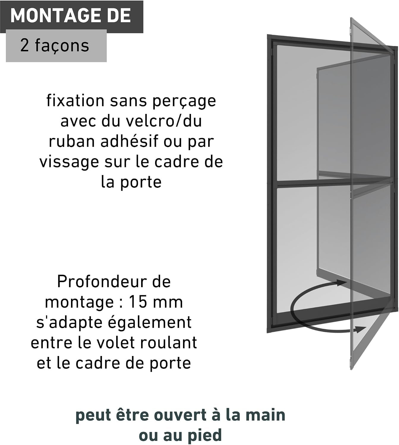 Porte moustiquaire pivotante 100x210 cm anthracite - 34% de remise