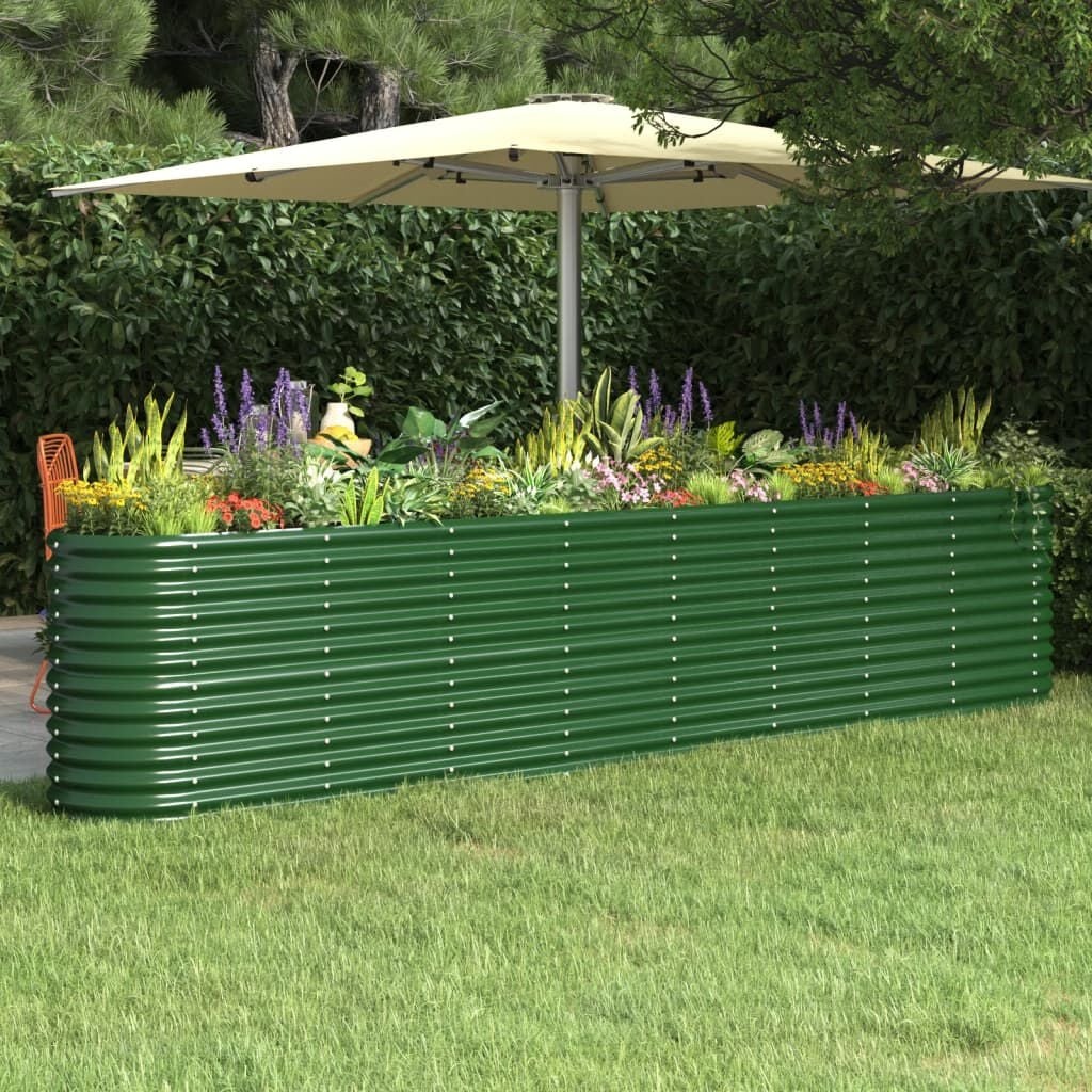 Jardinière surélevée ovale acier vert 332x40x68 cm - 34% de remise