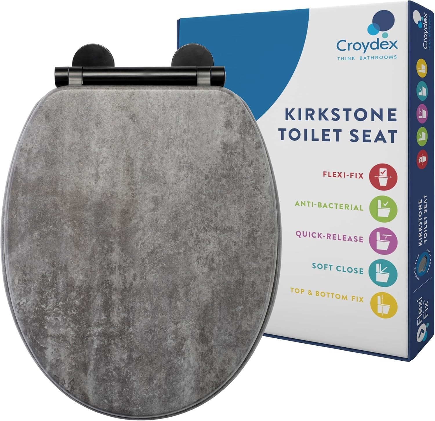 Abattant WC effet ardoise Flexi-Fix - 33% de remise