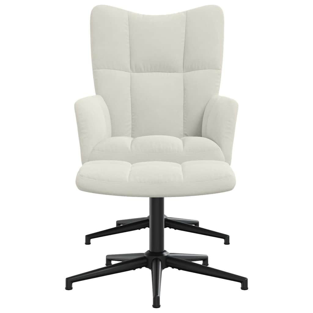Fauteuil relax en velours crème avec repose-pieds - 34% de remise