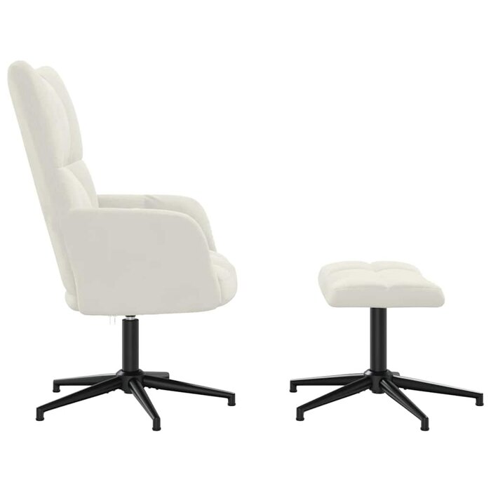 Fauteuil relax en velours crème avec repose-pieds - 34% de remise