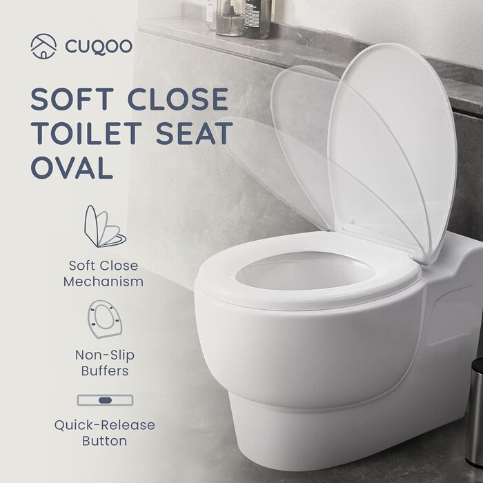 Abattant WC Ovale Frein de Chute Universel - Blanc - 30% de remise
