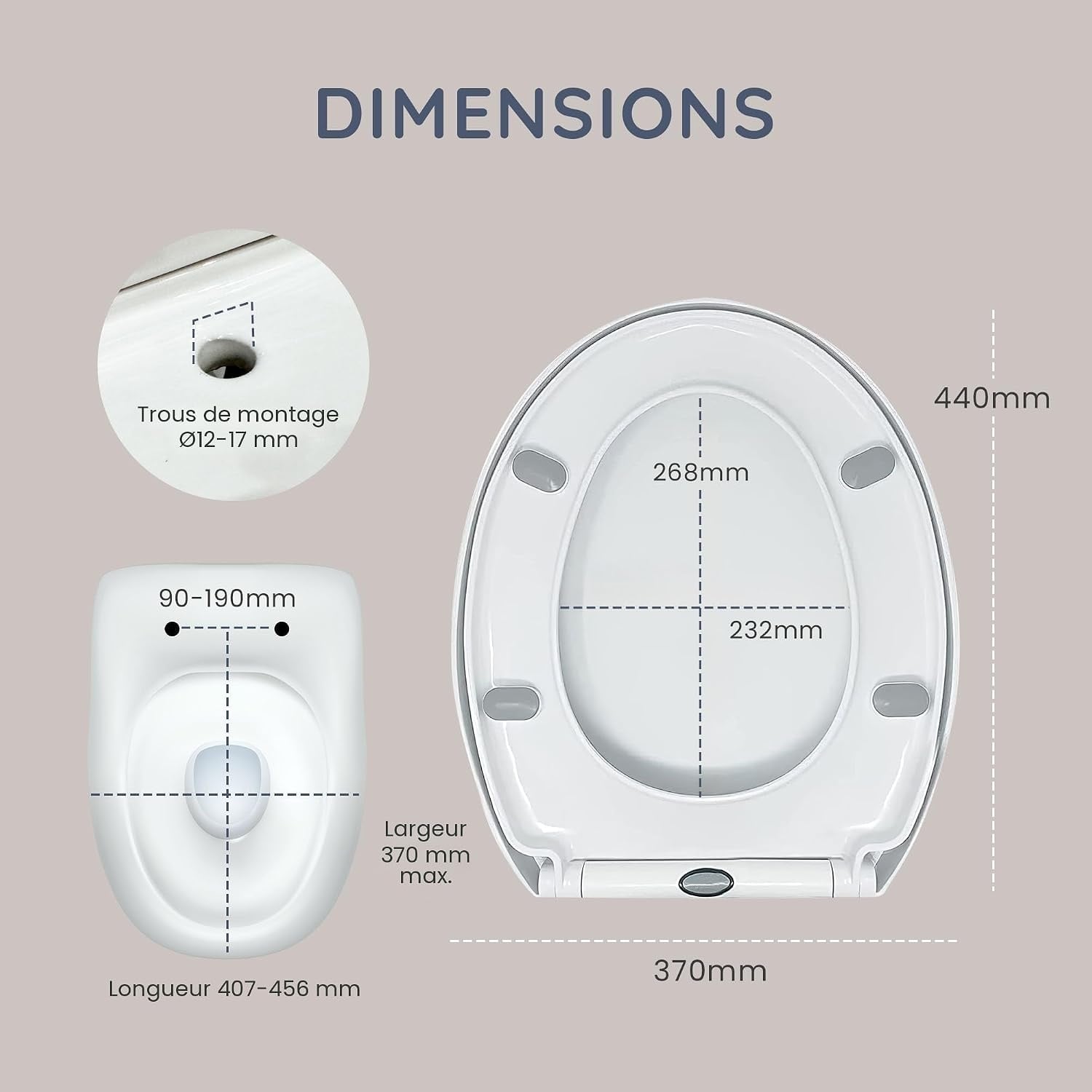Abattant WC Ovale Frein de Chute Universel - Blanc - 30% de remise