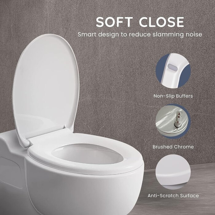 Abattant WC Ovale Frein de Chute Universel - Blanc - 30% de remise