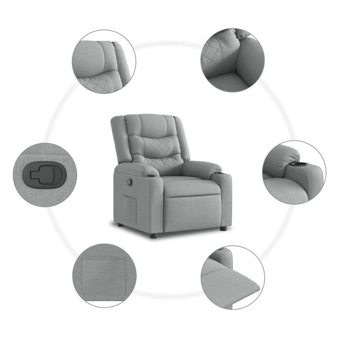 Fauteuil relax inclinable gris avec porte-gobelets - 29% de remise