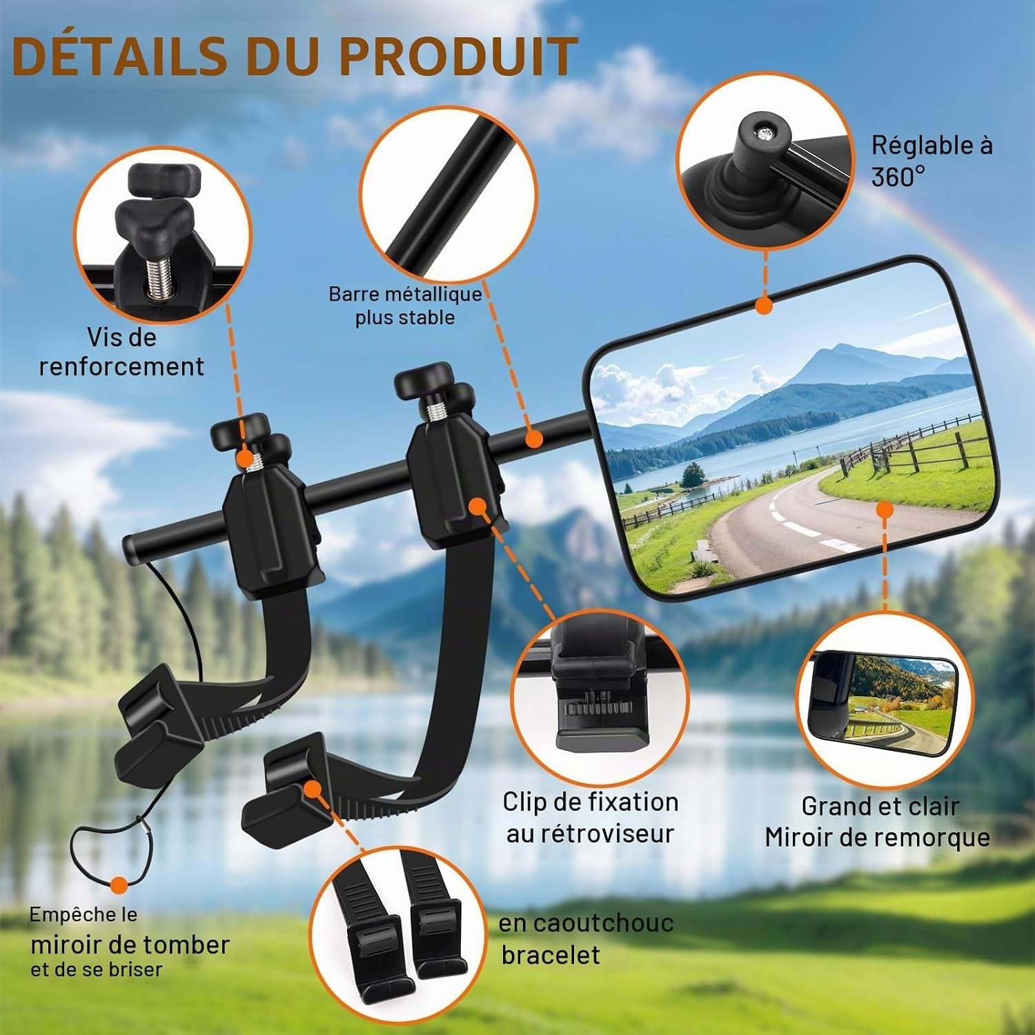 Rétroviseurs additionnels caravane universels - 32% de remise - Lot de 2
