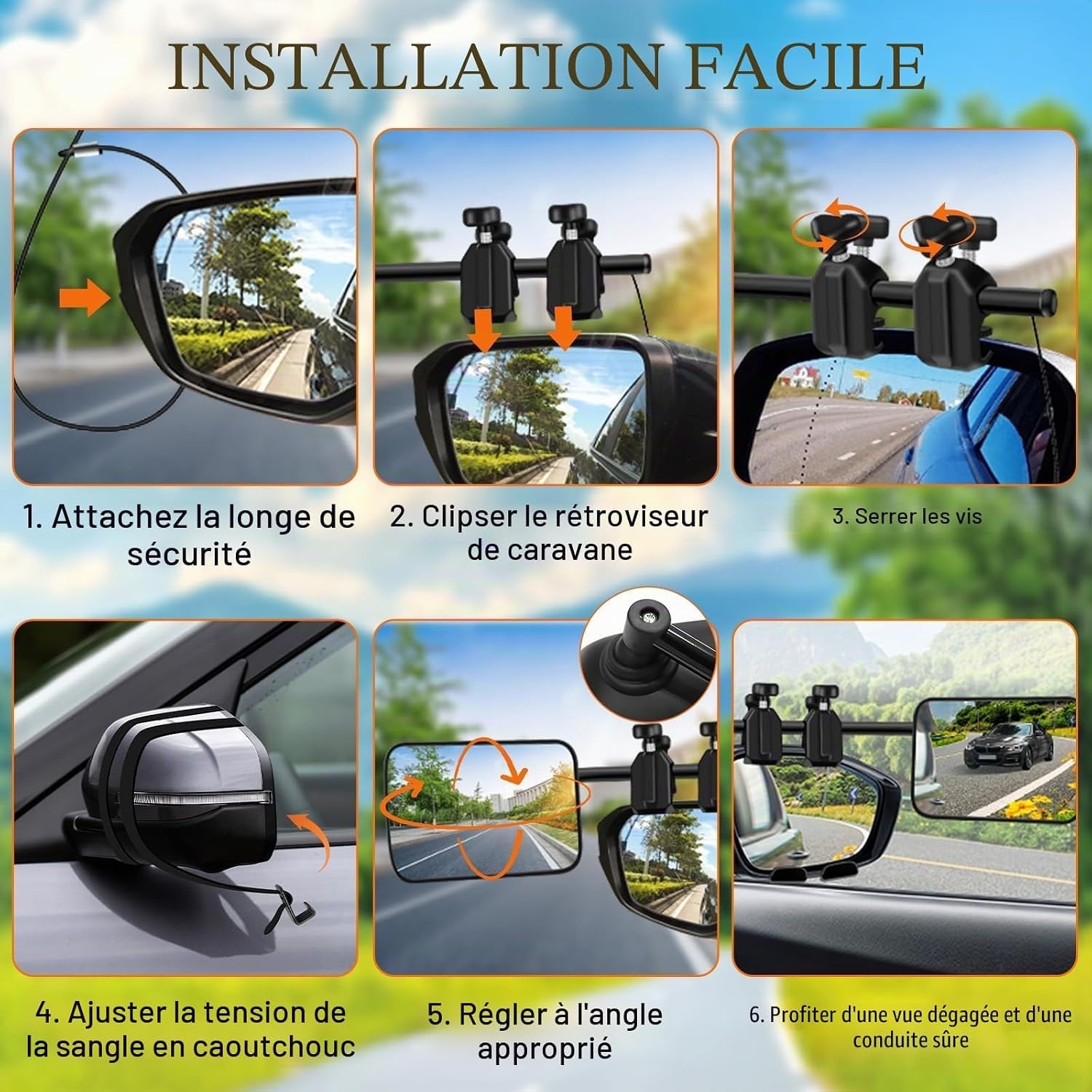 Rétroviseurs additionnels caravane universels - 32% de remise - Lot de 2