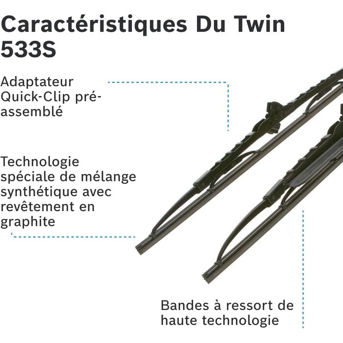 Kit Essuie-glaces Twin Spoiler 533S, noir, taille S - 29% de remise