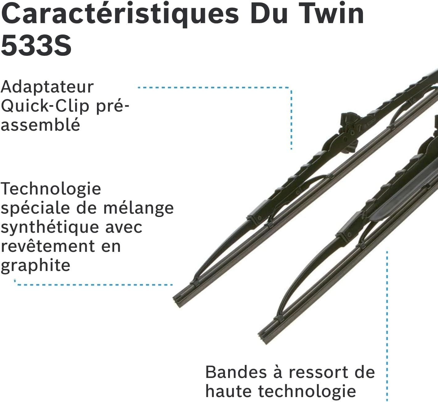 Kit Essuie-glaces Twin Spoiler 533S, noir, taille S - 29% de remise