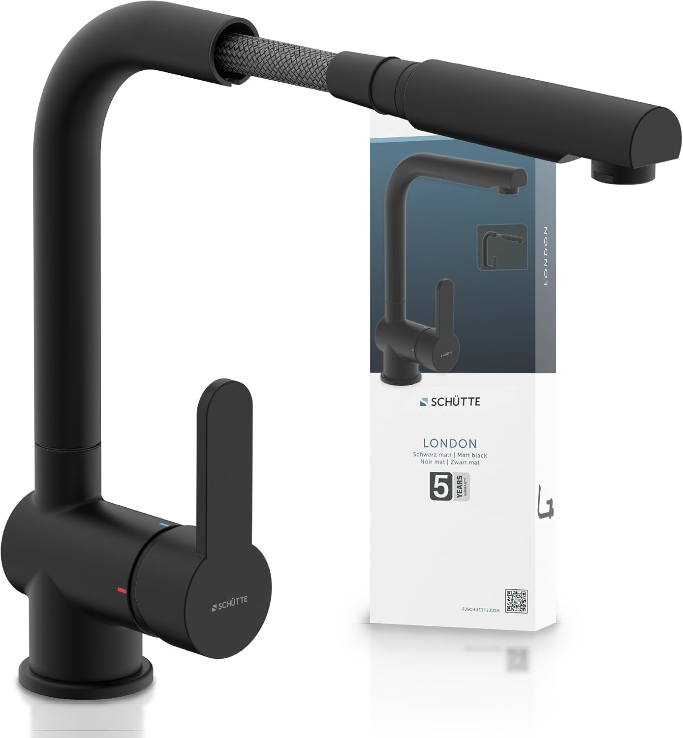 Mitigeur de cuisine avec douchette, noir mat - 34% de remise
