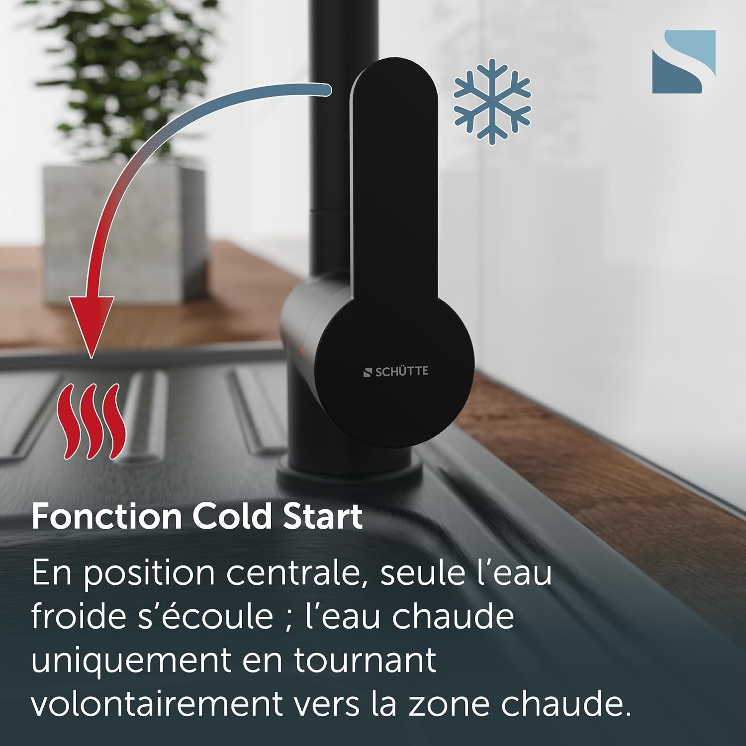 Mitigeur de cuisine avec douchette, noir mat - 34% de remise
