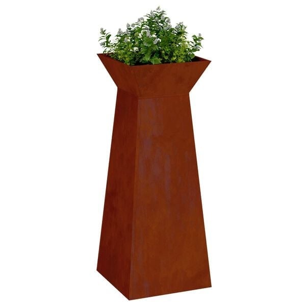 Jardinière sur pied aspect rouille 40x40x100cm - 34% de remise