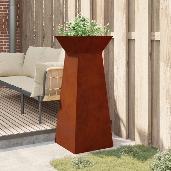 Jardinière sur pied aspect rouille 40x40x100cm - 34% de remise