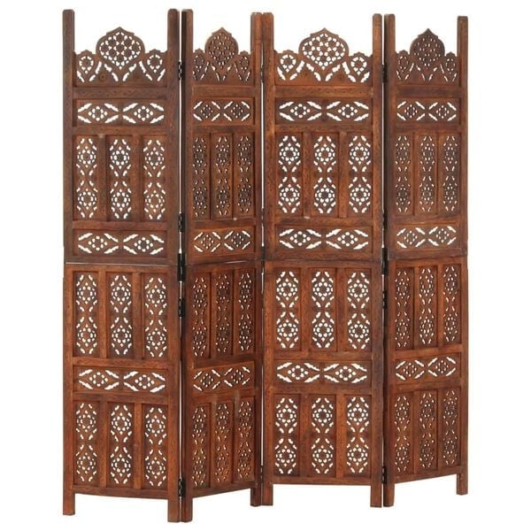 Paravent 4 panneaux en bois de manguier sculpté - 35% de remise