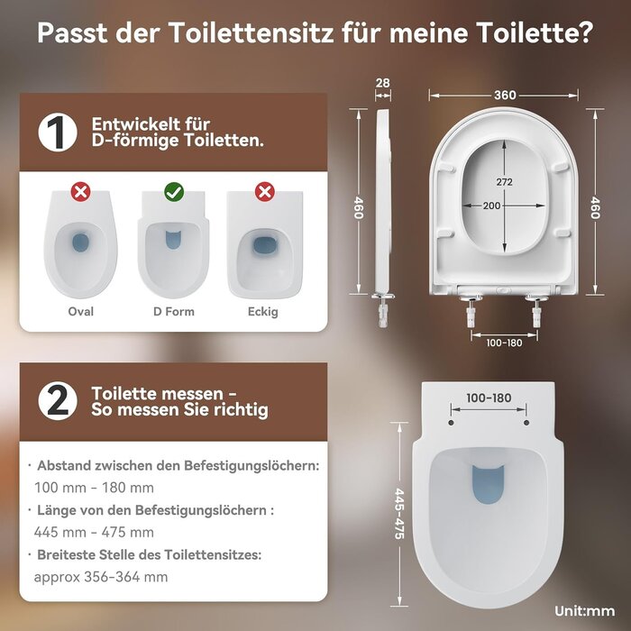 Abattant WC forme D, frein de chute, 46x36,5cm - 33% de remise