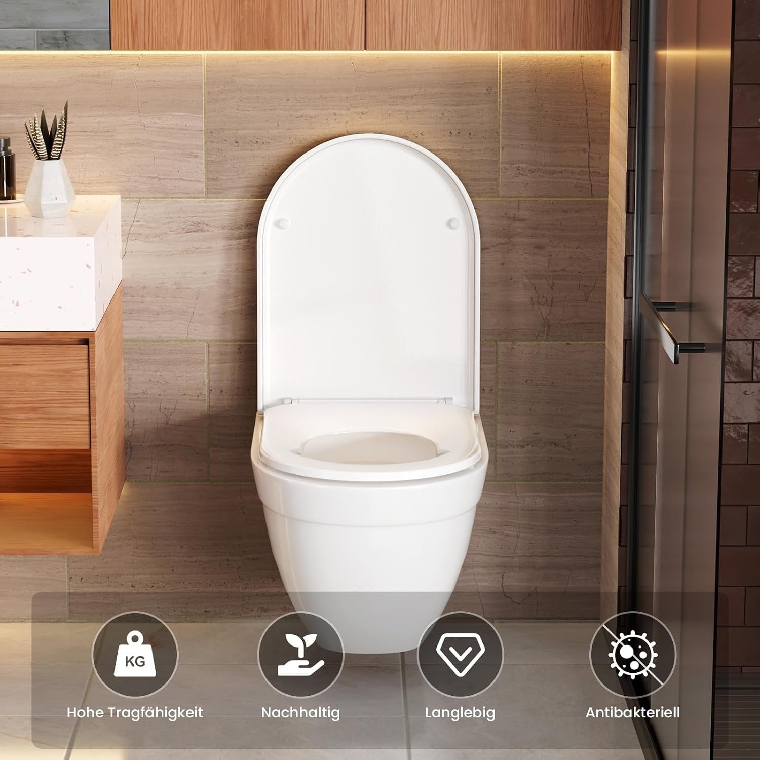 Abattant WC forme D, frein de chute, 46x36,5cm - 33% de remise