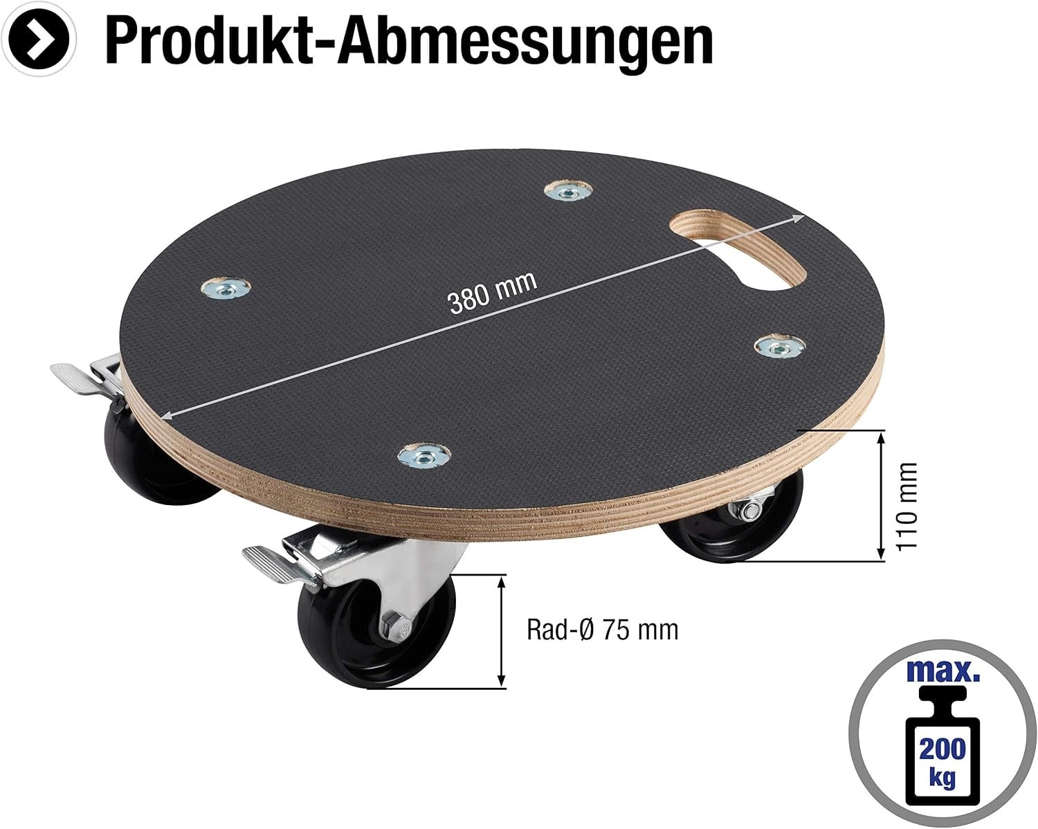 Support à roulettes pour plantes 380 mm - 200 kg - Noir - 31% de remise