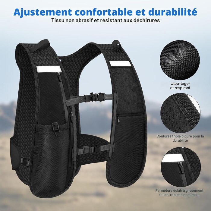 Gilet d'hydratation running LED - 31% de remise - Noir