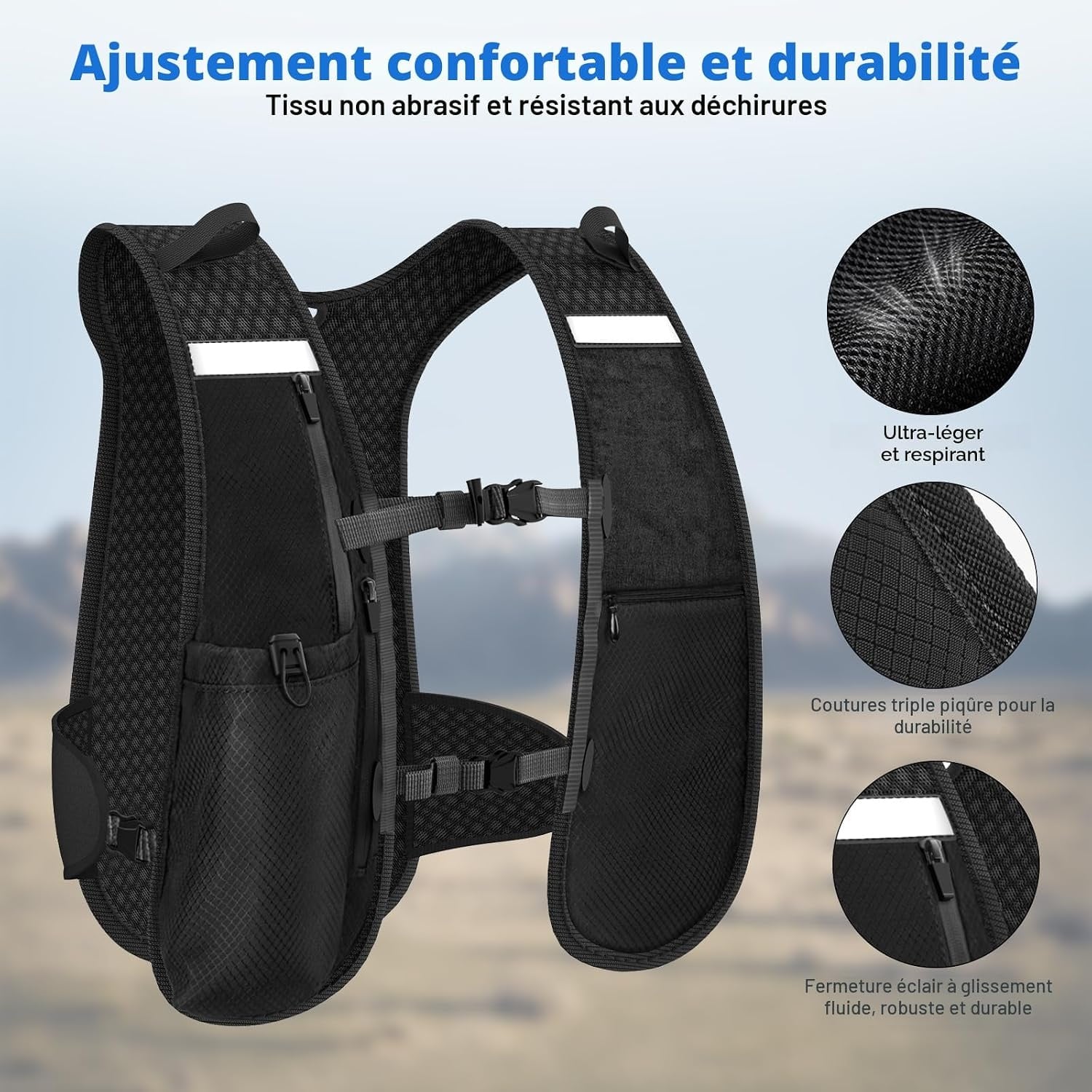 Gilet d'hydratation running LED - 31% de remise - Noir