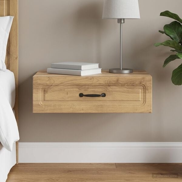 Table d'appoint murale chêne artisanal - 59 x 34,5 cm - 33% de remise