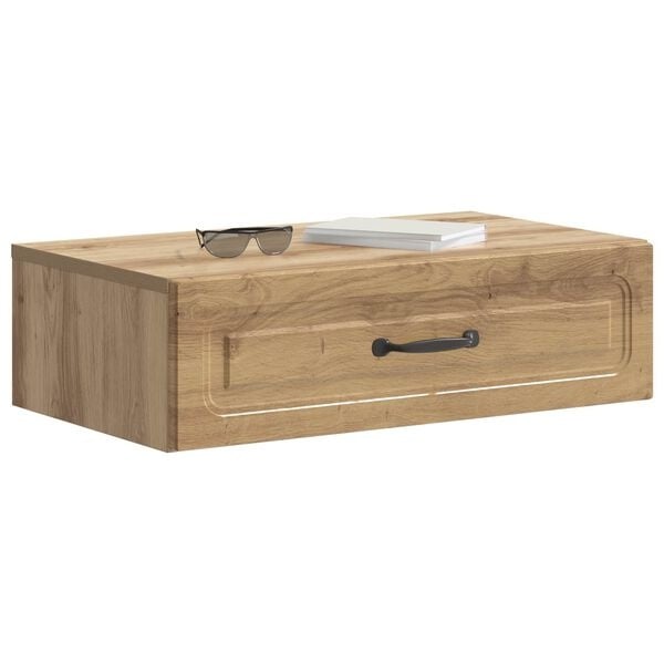 Table d'appoint murale chêne artisanal - 59 x 34,5 cm - 33% de remise