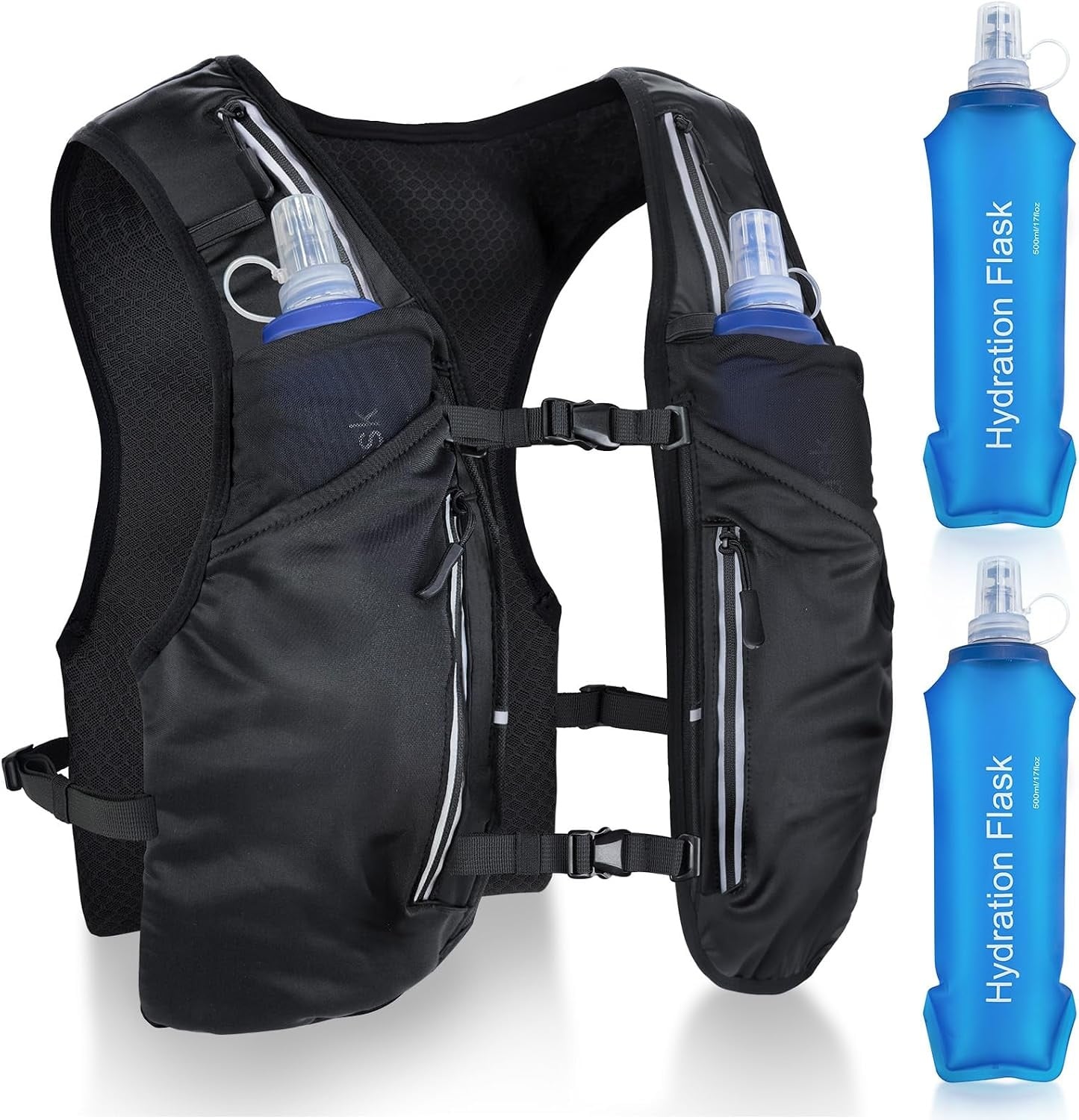 Gilet de trail running avec flasque 500ml - Noir - 31% de remise