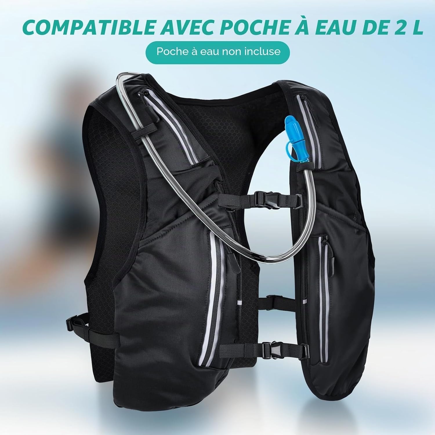 Gilet de trail running avec flasque 500ml - Noir - 31% de remise