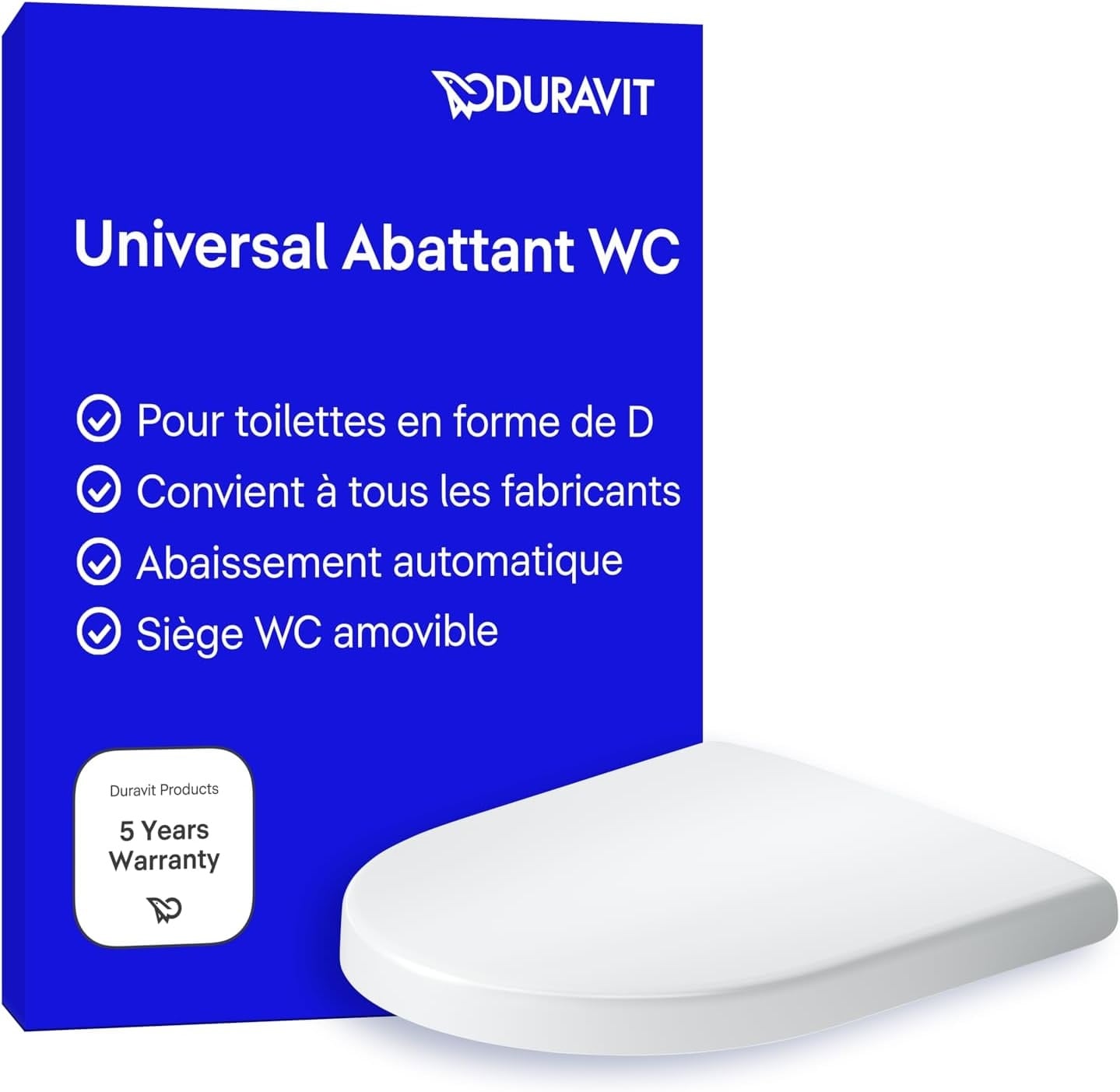 Abattant WC en forme de D Softclose Blanc - 33% de remise