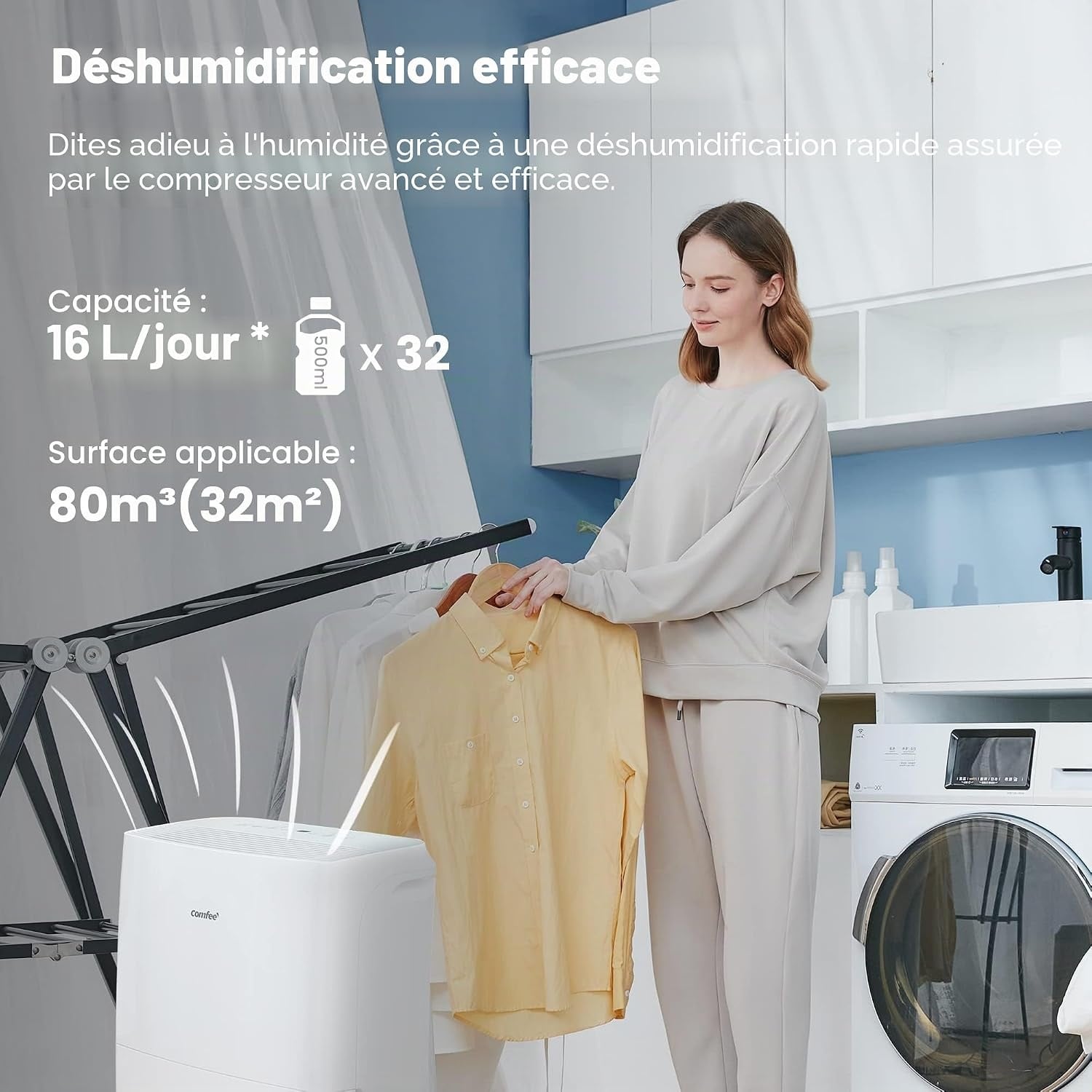 Déshumidificateur intelligent 16L 32m² Wi-Fi - 35% de remise