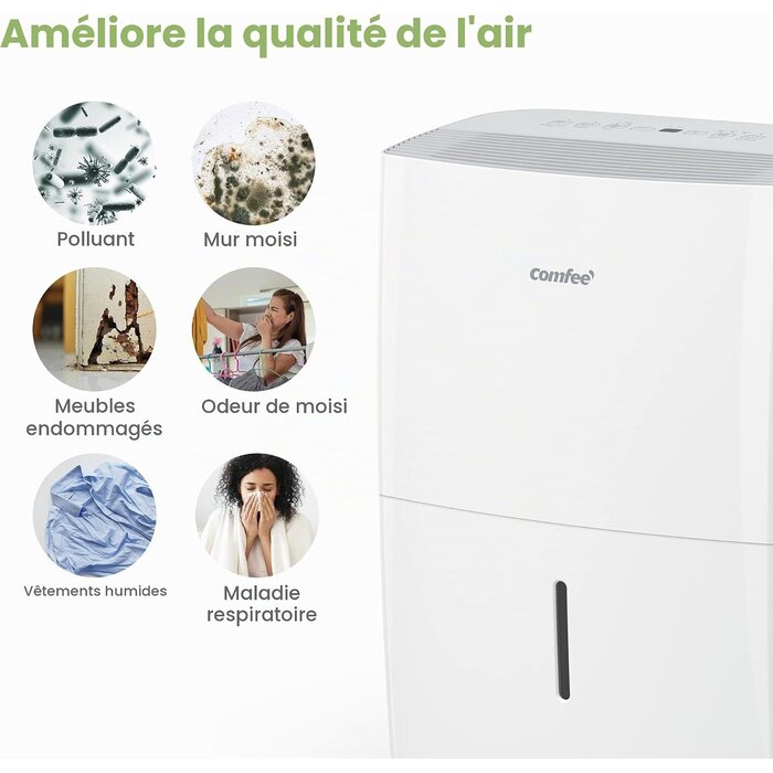 Déshumidificateur intelligent 16L 32m² Wi-Fi - 35% de remise