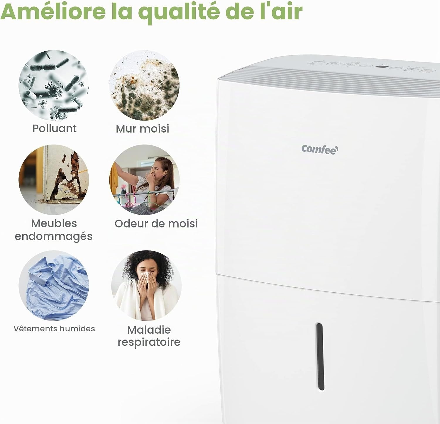 Déshumidificateur intelligent 16L 32m² Wi-Fi - 35% de remise