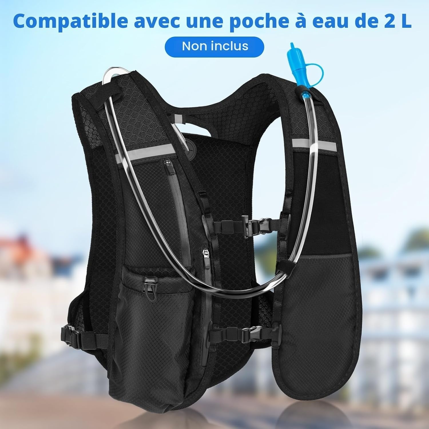 Gilet d'hydratation running réfléchissant avec flasque 500ml - 31% de remise