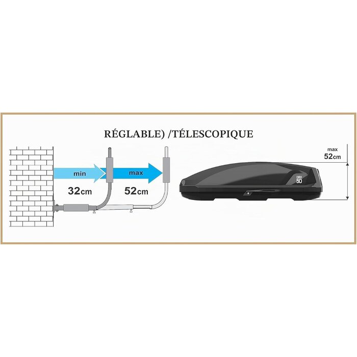 Support mural pour coffre de toit Taille M, noir - 33% de remise